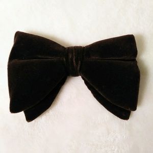 Vintage Chocolate Brown Velvet Large Bowtie
